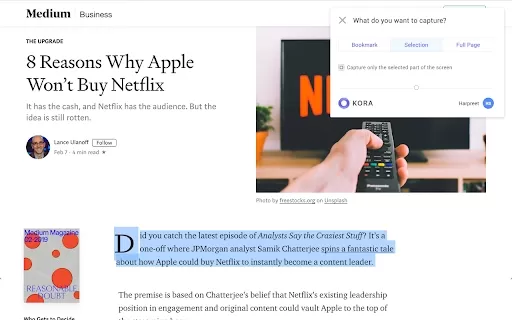 Kora Web Knowledge Capture - Chrome Extension