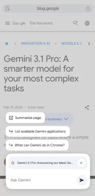 Google brings Gemini in Chrome to India