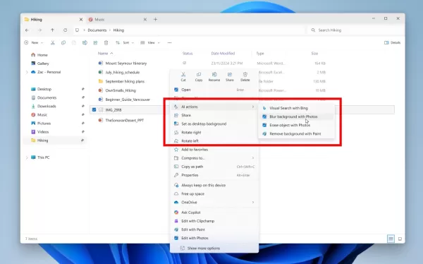 Microsoft Integrates AI Tools Directly Into Windows File Explorer