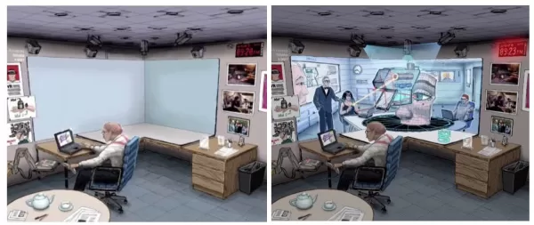 From SIGGRAPH 98 – a vision of augmented reality in an office environment, cited in the new paper. Source: https://www.youtube.com/watch?v=I8DGTQnxm38
