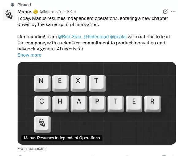 La plateforme d’agents IA Manus, basée à Singapour, reprend ses opérations indépendantes après l’annulation de son acquisition par Meta pour 2 milliards de dollars. L’opération avait été bloquée en avril 2026 par la Commission nationale du développement et des réformes de Chine, entraînant une séparation des données et des ajustements de conformité. Maintenant pleinement indépendante, Manus continuera sous la direction de son équipe fondatrice, en mettant l’accent sur l’amélioration de ses capacités de planification autonome et d’interaction avec le monde réel. Malgré les obstacles réglementaires, l’entreprise a fait état d’une forte croissance de ses revenus récurrents annuels et d’une stabilité de l’équipe pendant la période de transition. Cette étape marque la fin de l’intégration avec Meta et signale une nouvelle dynamique concurrentielle dans le secteur des agents IA généraux, alors que Manus accélère l’innovation produit et les avancées technologiques.