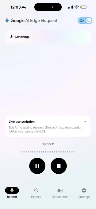 Google's offline-first AI dictation app on iOS