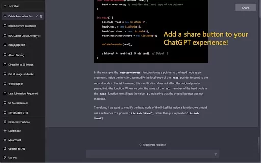 Share Button for ChatGPT - Chrome Extension