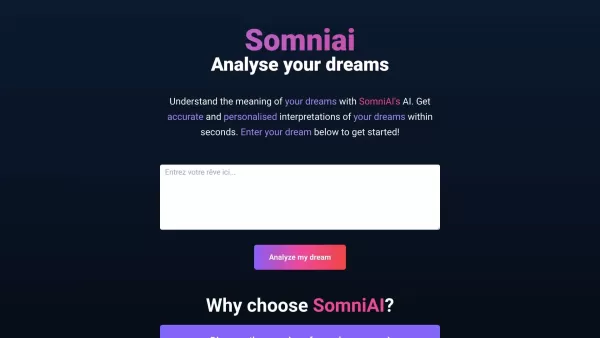 SomniAI : Dream analysis with AI Power