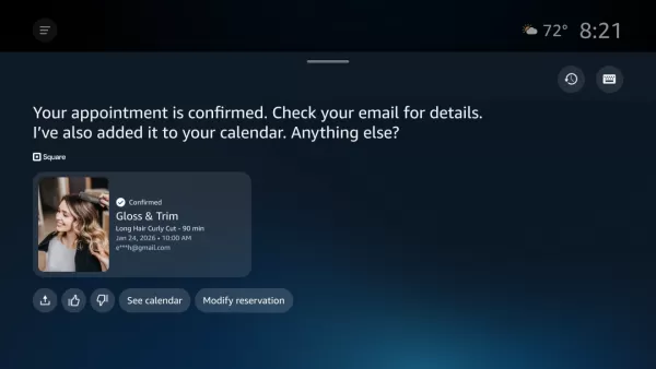 showing a screenshot from the Alexa+ digital assistant on an Amazon TV