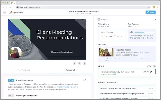 Speakeasy: AI powered speech coach
