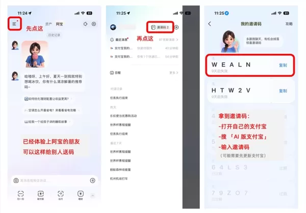 支付寶表示，其人工智慧版本「阿寶」並未授權任何涉及邀請碼的付費第三方交易，而這些邀請碼可從已啟用服務的用戶處免費取得。該公司官方提醒用戶謹防詐騙，並表示測試範圍正逐步擴大。