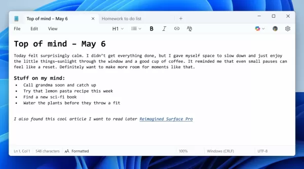 Microsoft, 메모장용 주요 업데이트 공개