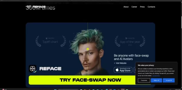 Graphic showing Reface app download statistics exceeding 300 million