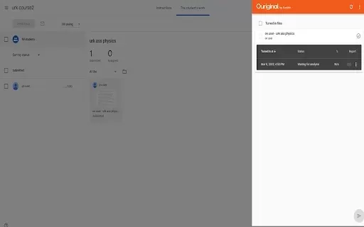 Ouriginal for Google Classroom Extension