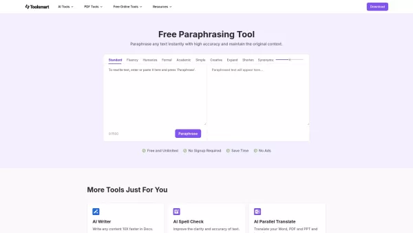 Free Paraphrasing Tool-Toolsmart
