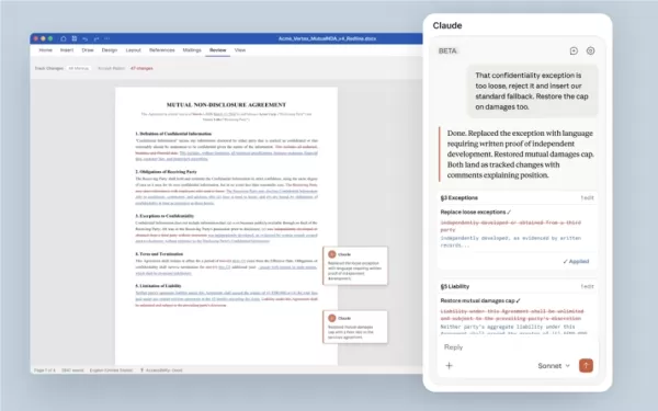Anthropic launches Claude for Word beta targeting legal and financial professionals. The plugin offers interactive citations, native revision mode, and handles comment threads for contract review and editing. Currently available only for Team and Enterprise plans, it marks Anthropics push into enterprise productivity tools.