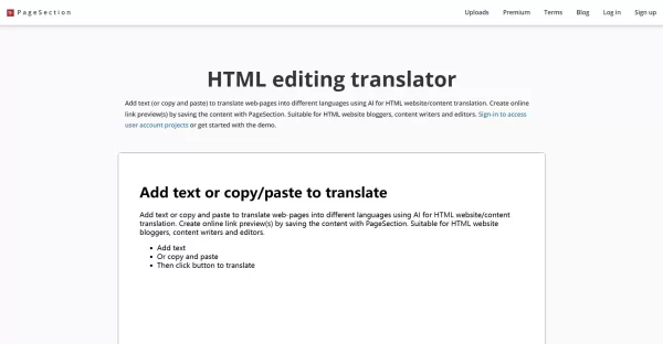 HTML editing translator