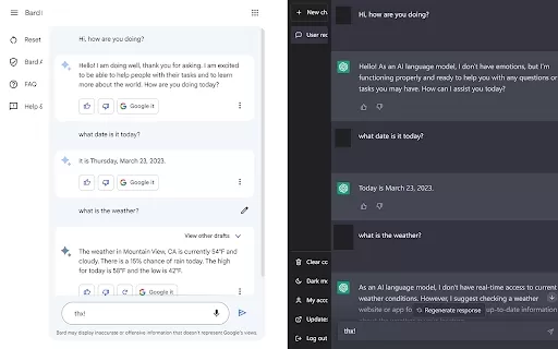 Bard vs ChatGPT - Chrome Extension