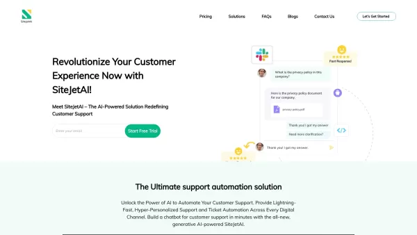 SiteJetAI - Customer Support Chatbot