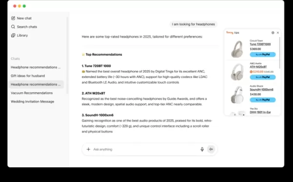 A extensão de navegador do PayPal Honey agora integra consultas de compras com chatbot de IA, exibindo links de produtos, preços em tempo real e ofertas. Inicialmente em parceria com o ChatGPT da OpenAI, o objetivo é aumentar as vendas dos comerciantes por meio de ofertas personalizadas e, ao mesmo tempo, competir com sistemas de compras orientados por IA, como a futura plataforma de comércio agêntico da OpenAI.