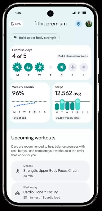 Google 在 Android 平台上推出 Fitbits AI Coach，為美國 Premium 訂戶提供可即時調整的個人化健身與睡眠計畫，iOS 版本將於今年稍後時間推出，Fitbit 應用程式也會重新設計