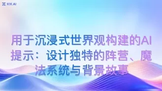用于沉浸式世界观构建的AI提示：设计独特的阵营、魔法系统与背景故事