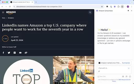 Amazon Q Business Browser Extension - Chrome Extension