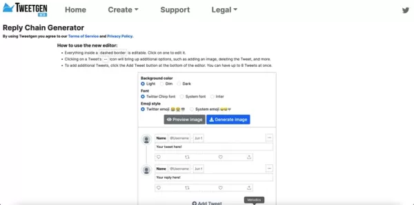 Tweetgen: Create Realistic Twitter Reply Chains Instantly