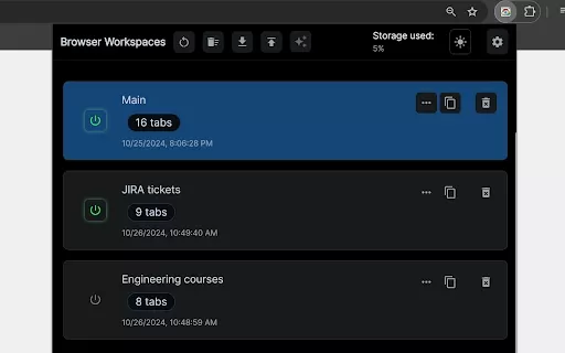 Browser Portable Workspaces - Chrome Extension