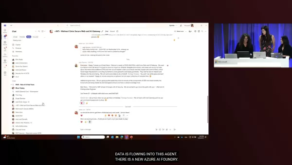 Private Microsoft Teams messages displayed during the Build session interruption
