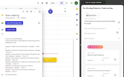 Avila for Google Calendar