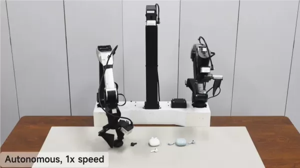 Robot performing earphone assembly task