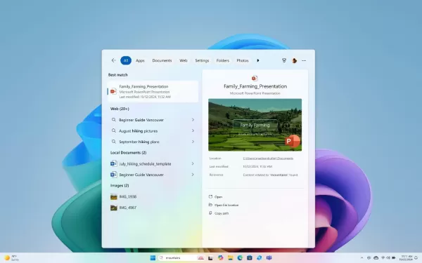 La nueva interfaz de búsqueda de Windows con IA.