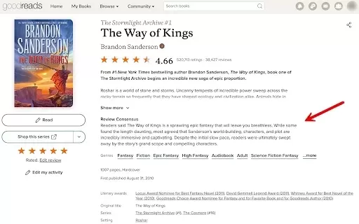 Review Consensus for Goodreads