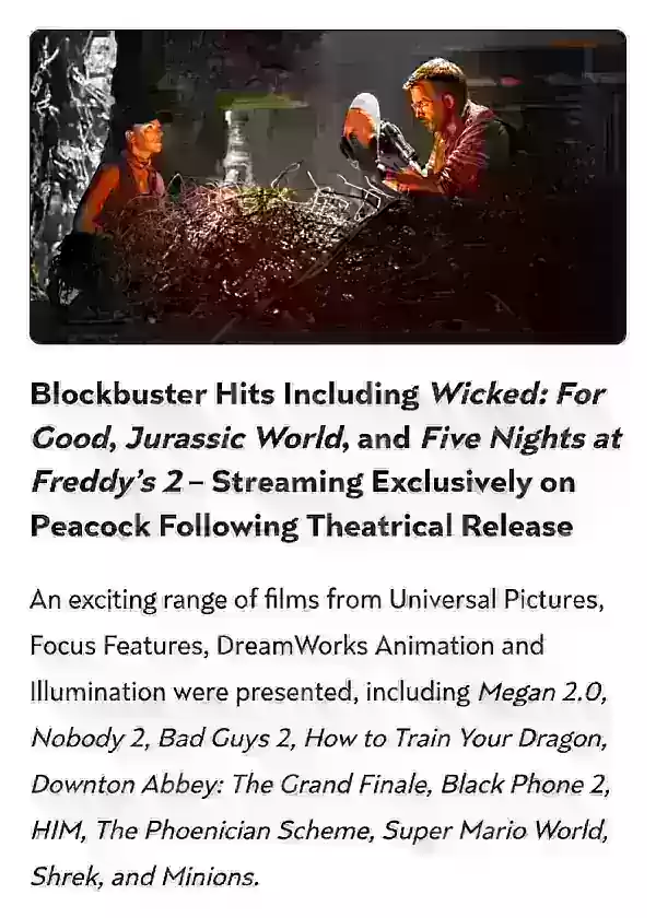 *El anuncio de NBCUniversal tal como apareció inicialmente.*