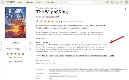 Goodreads Review Consensus - Chrome Extension