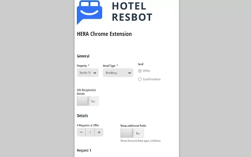 HERA, Your Hotel Email Reservation Assistant - Chrome Extension