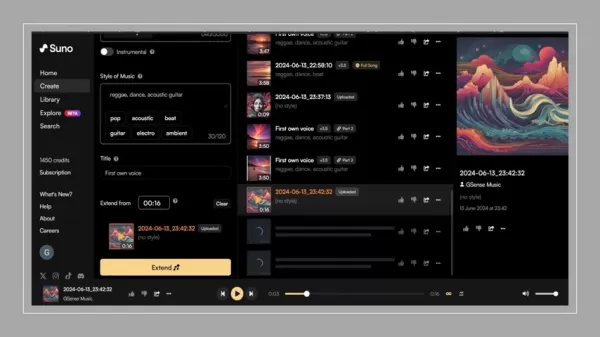 Extensión de la canción en Suno AI