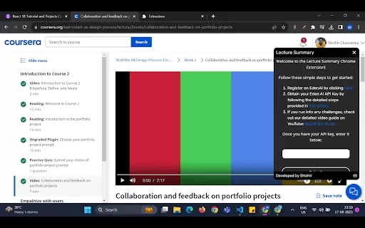 Lecture Summary: YouTube, Udemy And Coursera - Chrome Extension