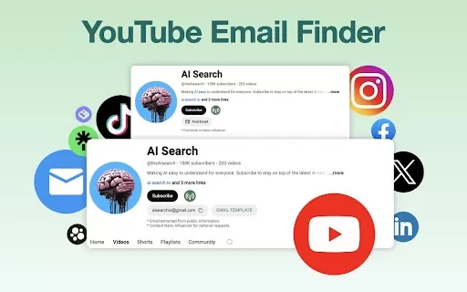 Email Finder on YouTube - Chrome Extension