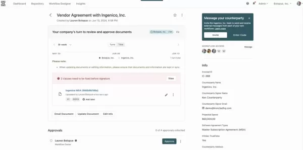 Página de detalles del contrato