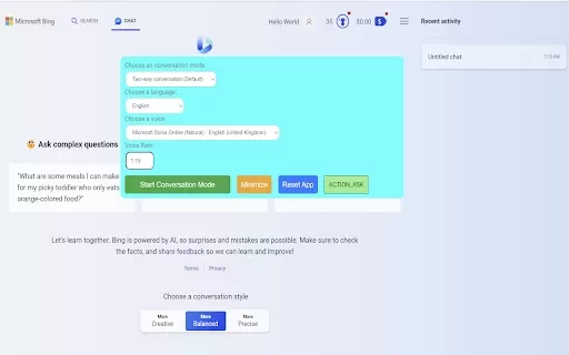 Bing AI Voice Extension - Chrome Extension
