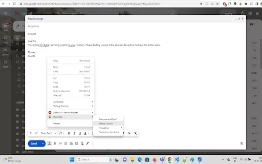 AI-based email and message improvisation using ChatGPT - Chrome Extension