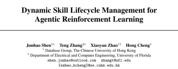 香港中文大学的一个研究团队提出了一种名为SLIM的动态技能生命周期管理框架，专为大型模型代理设计。该框架使代理能够在强化学习过程中自主保留、淘汰或扩展外部技能。在ALFWorld任务中，SLIM的平均表现比现有方法高出7.1个百分点，成功率达到87.5%，而基线模型仅为75.0%；此外，该框架在SearchQA任务中也表现优异。