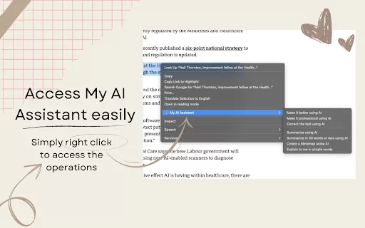 MyAI Assistant - Chrome Extension