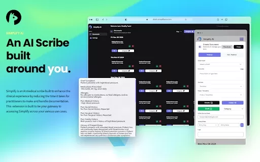 Simplify AI Medical Scribe Dashboard Extension - Chrome Extension