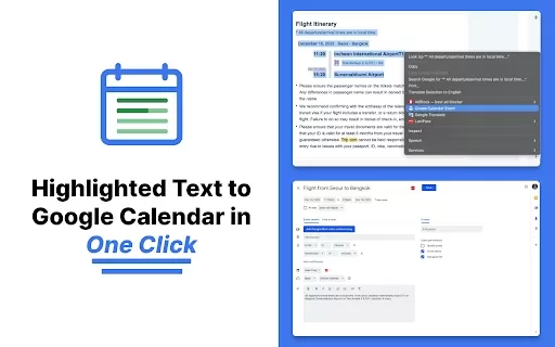 Text to Google Calendar - Chrome Extension