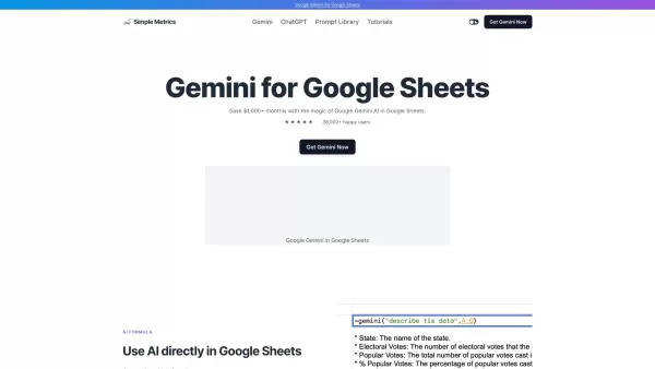 Gemini AI for Sheets