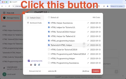 ChatGPT Batch Delete History Bulk - Chrome Extension