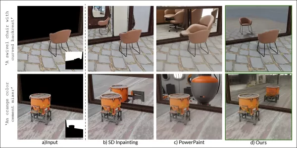 From the January 2025 paper 'Reflecting Reality: Enabling Diffusion Models to Produce Faithful Mirror Reflections', examples of 'reflection failure' versus the researchers' own approach. Source: https://arxiv.org/pdf/2409.14677