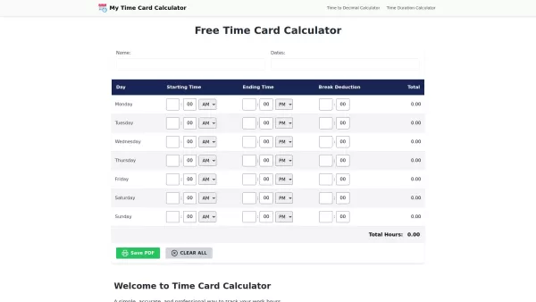 My Time Card Calculator