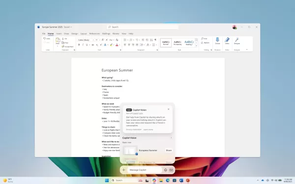 マイクロソフト、画面上のアプリ認識を可能にするCopilot Visionのアップデートをテスト