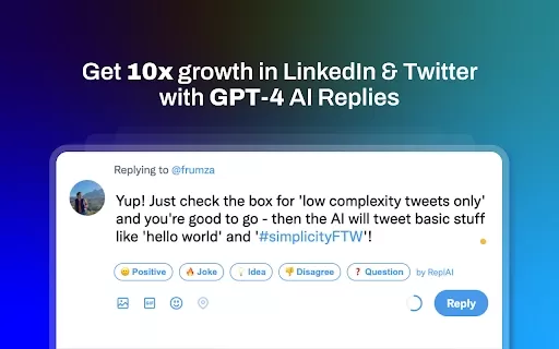 Replai – AI Replies for Twitter & LinkedIn - Chrome Extension