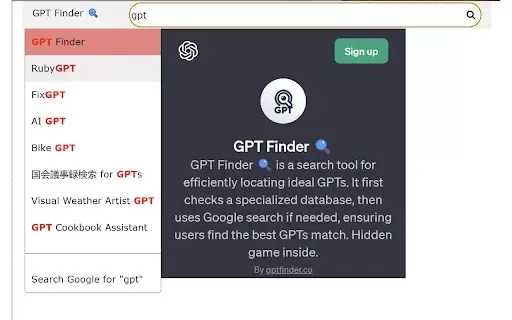 GPT Finder Chrome Extension